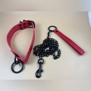 Punk Red Leather Harness Leash For Dogs New